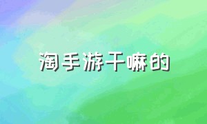 淘手游干嘛的