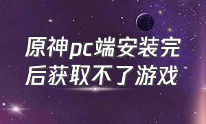 原神pc端安装完后获取不了游戏