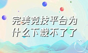 完美竞技平台为什么下载不了了