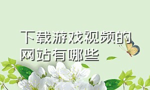 下载游戏视频的网站有哪些