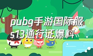 pubg手游国际服s13通行证爆料（pubg13赛季通行证曝光）