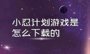 小忍计划游戏是怎么下载的