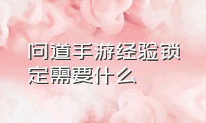 问道手游经验锁定需要什么（问道手游）