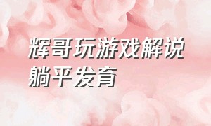 辉哥玩游戏解说躺平发育（辉哥游戏解说躺平发育）