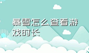 暴雪怎么查看游戏时长