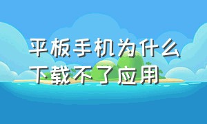 平板手机为什么下载不了应用（平板没有下载应用的地方怎么办）