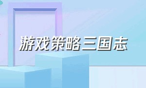 游戏策略三国志