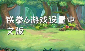 铁拳6游戏设置中文版
