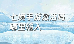 七境手游激活码哪里输入