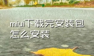 miui下载完安装包怎么安装（miui官方安装包在哪里下载）