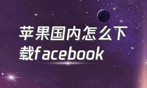 苹果国内怎么下载facebook（苹果国内怎么下载instagram）