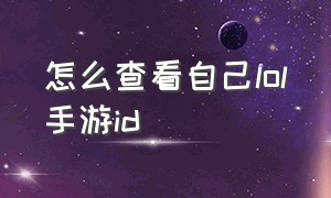 怎么查看自己lol手游id（lol手游id后面的编号怎么查询）