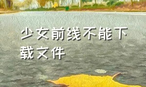 少女前线不能下载文件（少女前线下载入口链接）