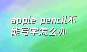 apple pencil不能写字怎么办