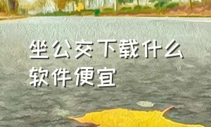 坐公交下载什么软件便宜