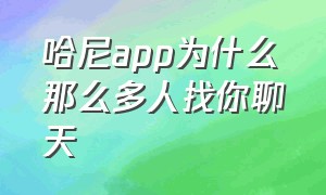 哈尼app为什么那么多人找你聊天