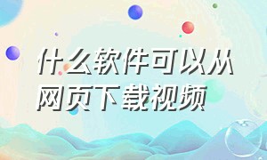 什么软件可以从网页下载视频