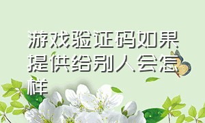 游戏验证码如果提供给别人会怎样（游戏验证码给别人了有什么风险）