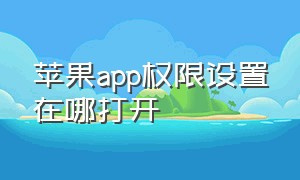 苹果app权限设置在哪打开