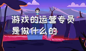 游戏的运营专员是做什么的