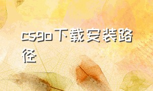 csgo下载安装路径（怎样找csgo在电脑中的安装包）