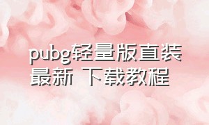 pubg轻量版直装最新 下载教程