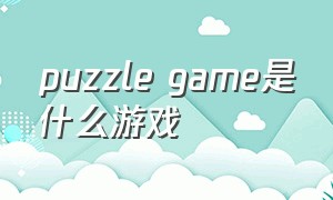 puzzle game是什么游戏
