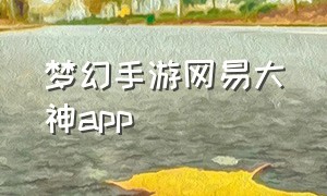 梦幻手游网易大神app（梦幻手游app下载官网）