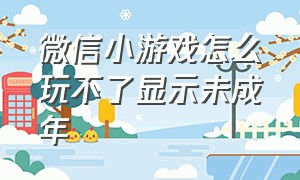 微信小游戏怎么玩不了显示未成年（微信小游戏受限制怎么办）