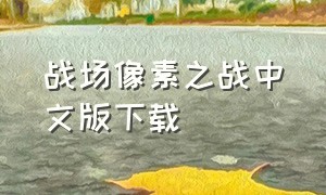 战场像素之战中文版下载（像素大战免费完整版中文版）