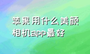 苹果用什么美颜相机app最好（苹果手机相机美颜软件哪个好用）