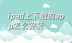 ipad上下载的app怎么安装