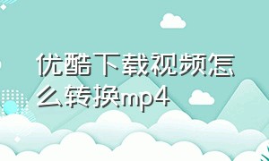 优酷下载视频怎么转换mp4