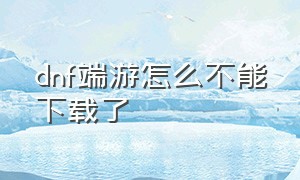 dnf端游怎么不能下载了（dnf端游在官网上怎么下载）