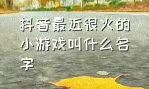 抖音最近很火的小游戏叫什么名字