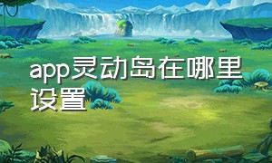 app灵动岛在哪里设置（灵动怎么用）