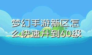 梦幻手游新区怎么快速升到60级