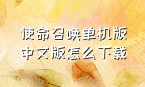 使命召唤单机版中文版怎么下载