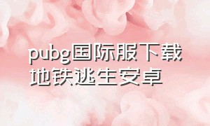 pubg国际服下载地铁逃生安卓（pubg国际服地铁逃生下载苹果手机）