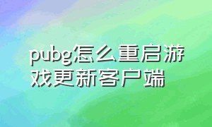 pubg怎么重启游戏更新客户端（pubg怎么重启客户端）