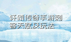 轩辕传奇手游刺客天赋及玩法