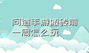 问道手游搬砖前一周怎么玩