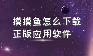 摸摸鱼怎么下载正版应用软件