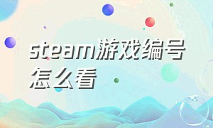 steam游戏编号怎么看