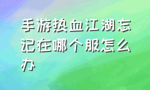 手游热血江湖忘记在哪个服怎么办