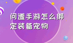 问道手游怎么绑定装备宠物（问道手游宠物怎么带亲密交易）