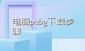 电脑pubg下载步骤