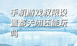 手机游戏权限设置都关闭还能玩吗