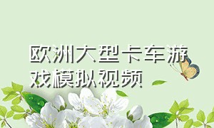 欧洲大型卡车游戏模拟视频