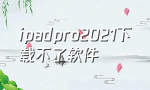 ipadpro2021下载不了软件